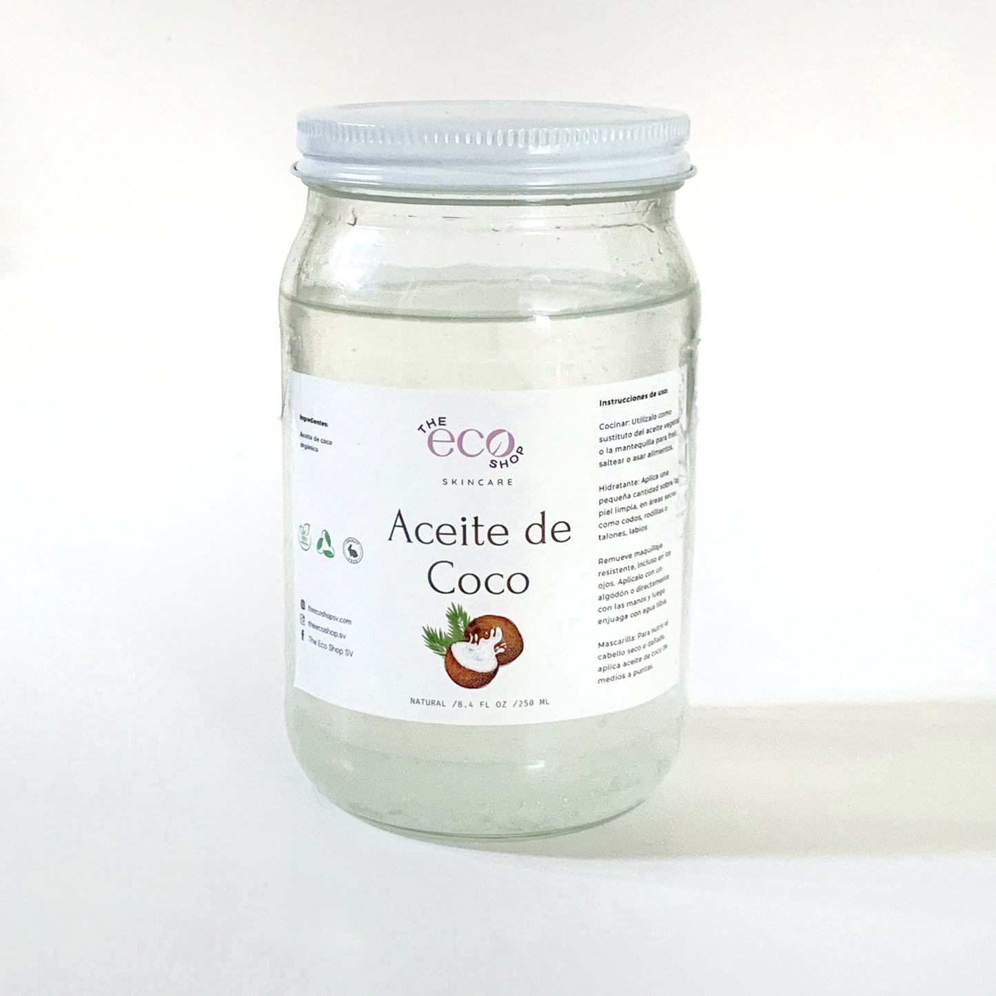 Aceite de Coco Orgánico - uso cosmético y de consumo