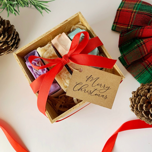 Set de 4 jabones en caja de madera