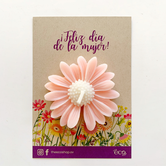 Vela Margarita con tarjeta Kraft - Día de la mujer