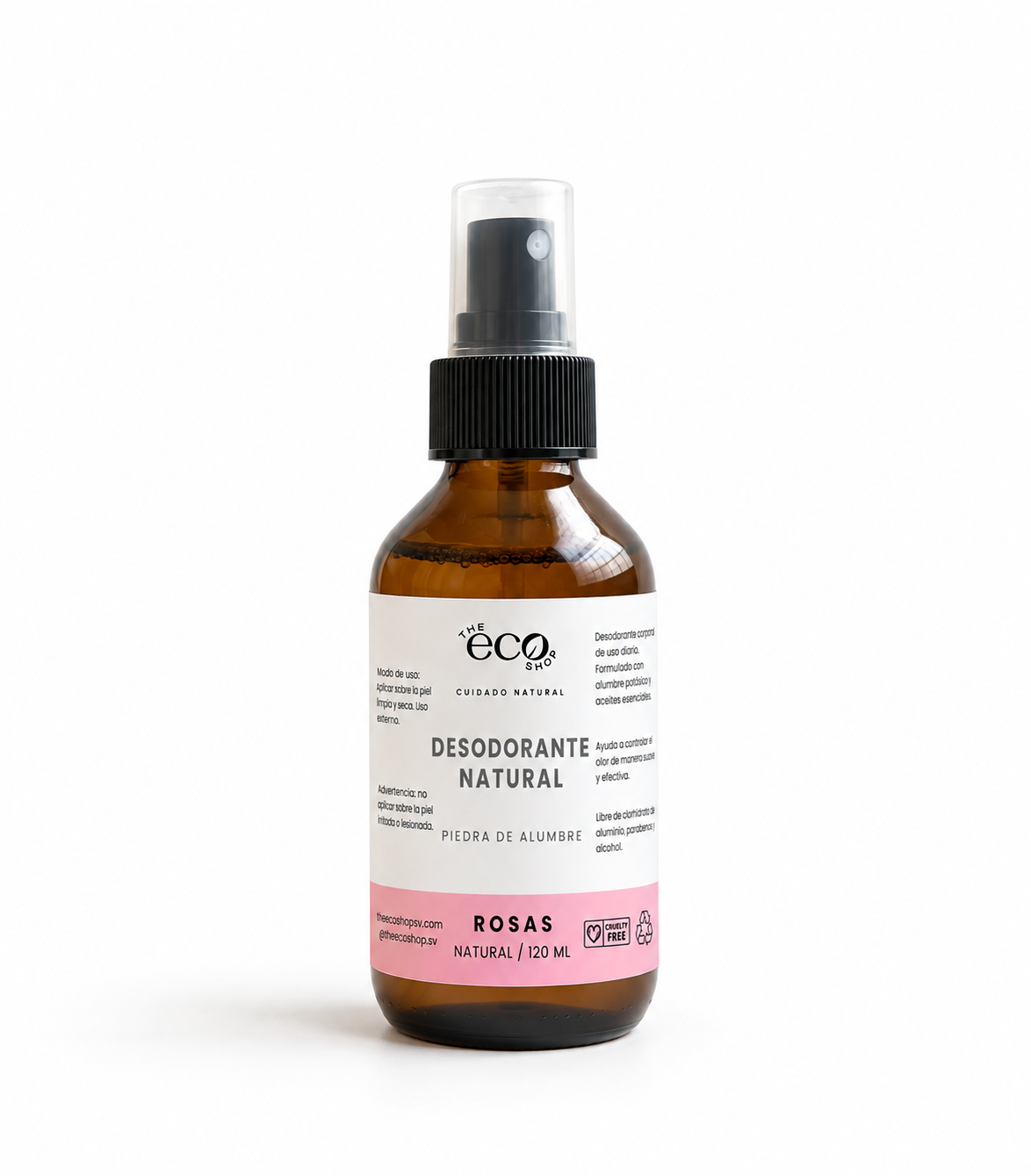 Desodorante Natural de Piedra de Alumbre en Spray - Rosas 120 ml